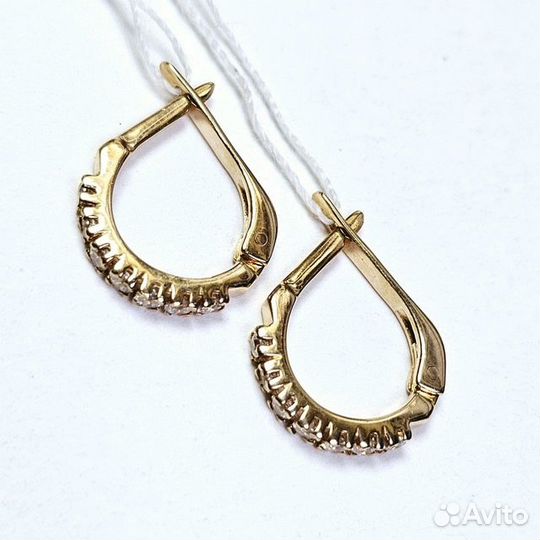 Золотые серьги с фианитом