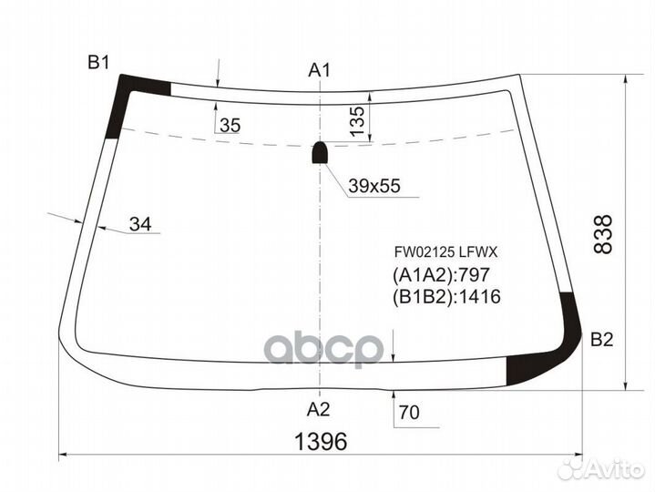 Стекло лобовое isuzu vehicross 3D 97-01 FW02125