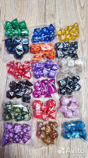 Кости для игры в dnd. Дайсы. Кубики (7шт. в компл)