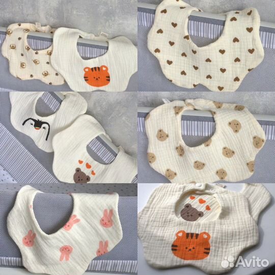 Детский слюнявчик нагрудник из муслина