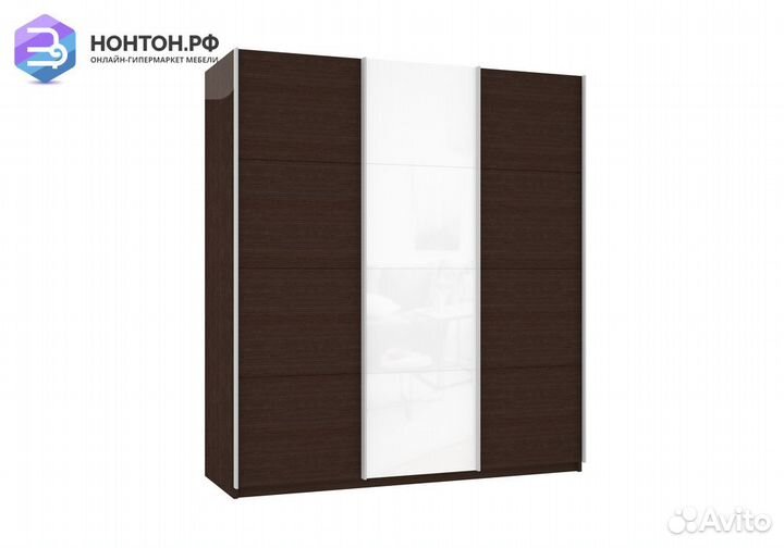 Шкаф-купе 3-х створатый Прайм корпус венге / белое