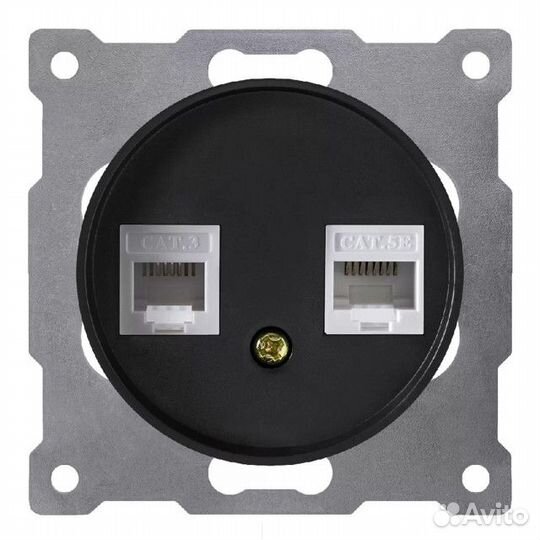 Розетка 2 поста телефон/компьютер RJ11/RJ45 кат.5e onekeyelectro Florence чёрный