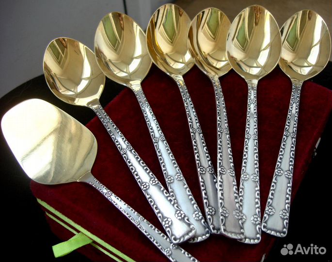 Ложки 18,5см мельхиор,серебро-золото,1970г СССР