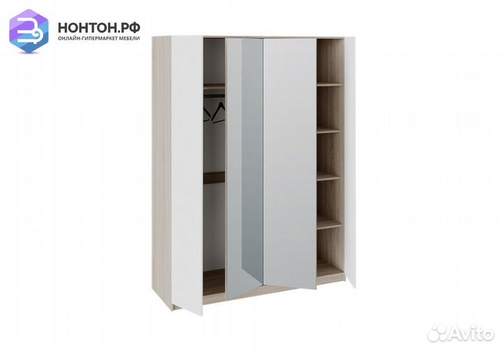 Шкаф 4-дверный Валери дуб сонома / белый ясень