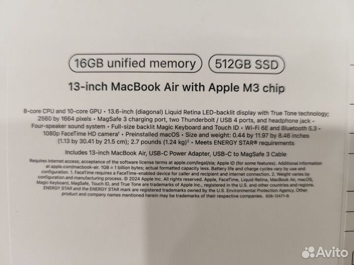 MacBook Air 13 M3 16GB/512G