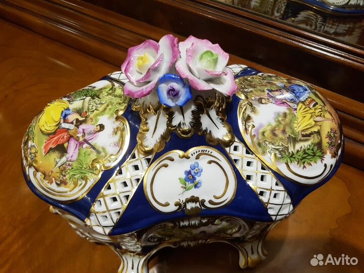 Шкатулка-ларец фарфор Limoges France Большая Антик