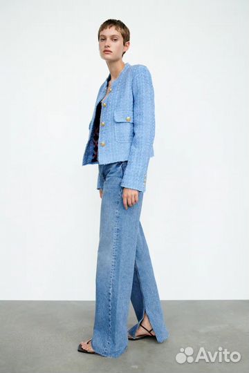 Жакет пиджак блейзер Zara твидовый S