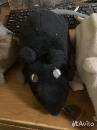 Плюшевые крысы Икея белая, 2 серые, черная