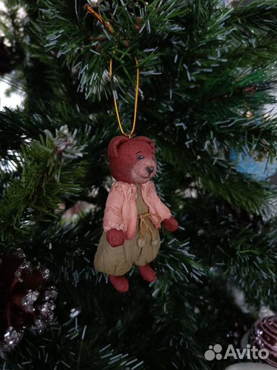 Ватная елочная игрушка медвежонок