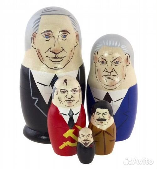 Матрёшка деревянная/Путин/Ельцин/Горбачёв