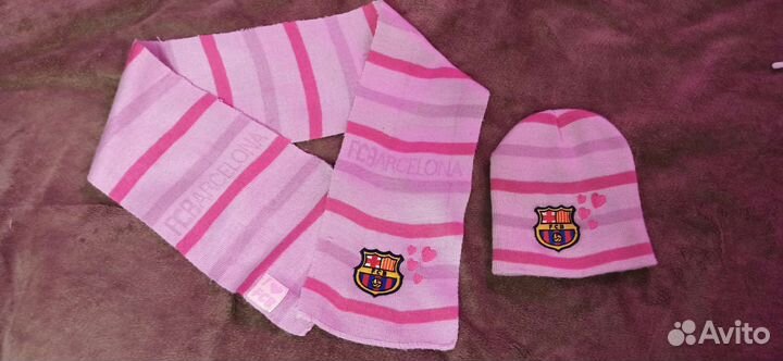 Шапка и шарф Барселона для девочки