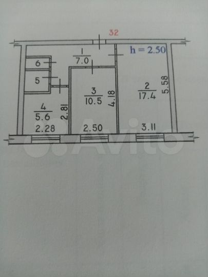 2-к. квартира, 43,7 м², 1/5 эт.