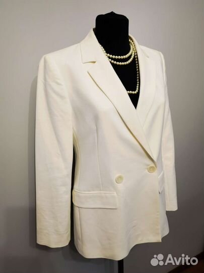 Белый двубортный пиджак Zara М 44 46