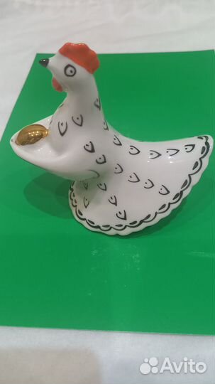 Статуэтка Курица с яйцом фарфор Вербилки СССР