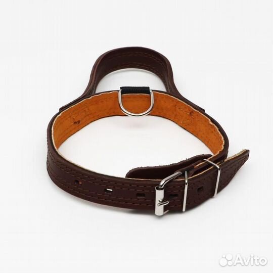 Ошейник кожаный тройной, с ручкой, 57 х 2.5 см, ош
