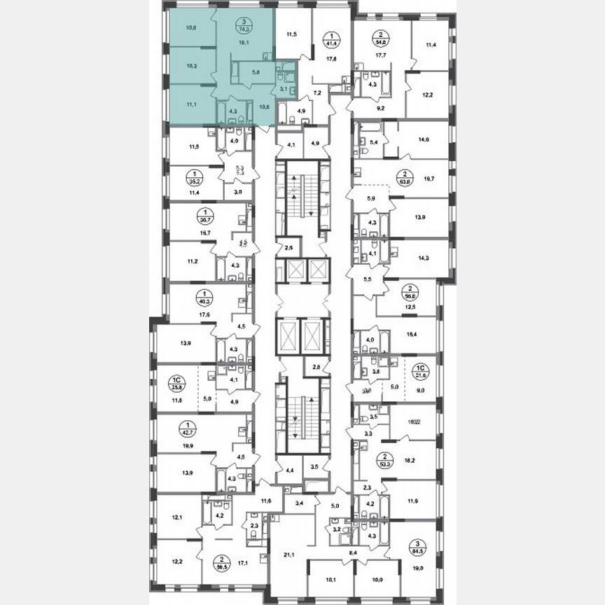 3-к. квартира, 74,3 м², 14/20 эт.
