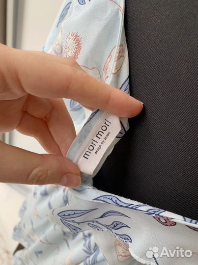 Голубое летнее платье миди 42-44 с оборками