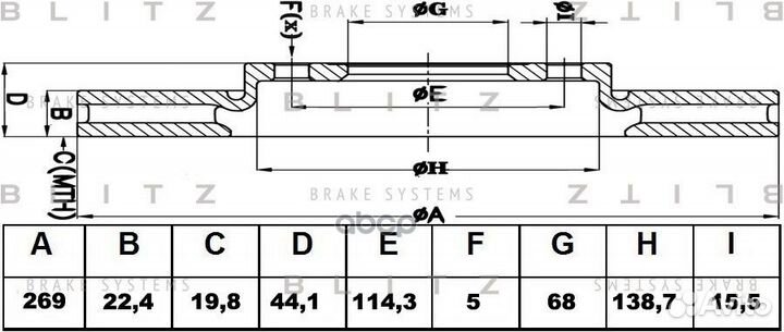 Диск тормозной вентилируемый перед BS0404 B