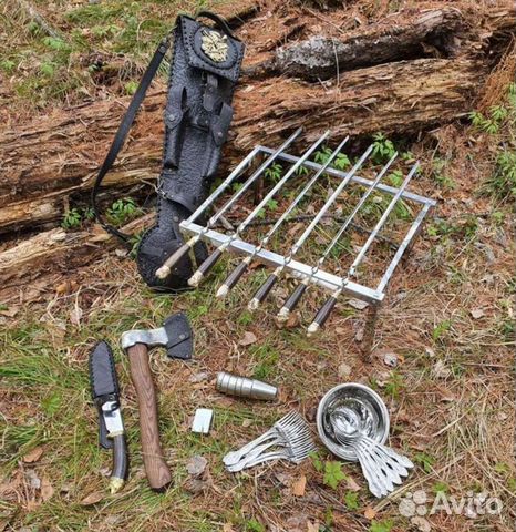 Набор шампуров Топор Нож Кожаный колчан