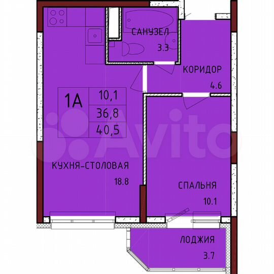 1-к. квартира, 40,5 м², 11/17 эт.