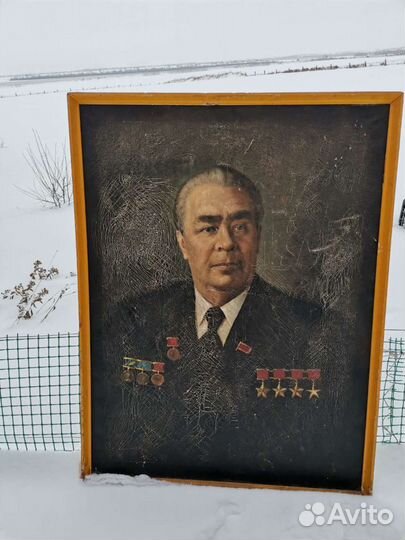 Картина маслом на холсте большая Брежнев Леонид Ил