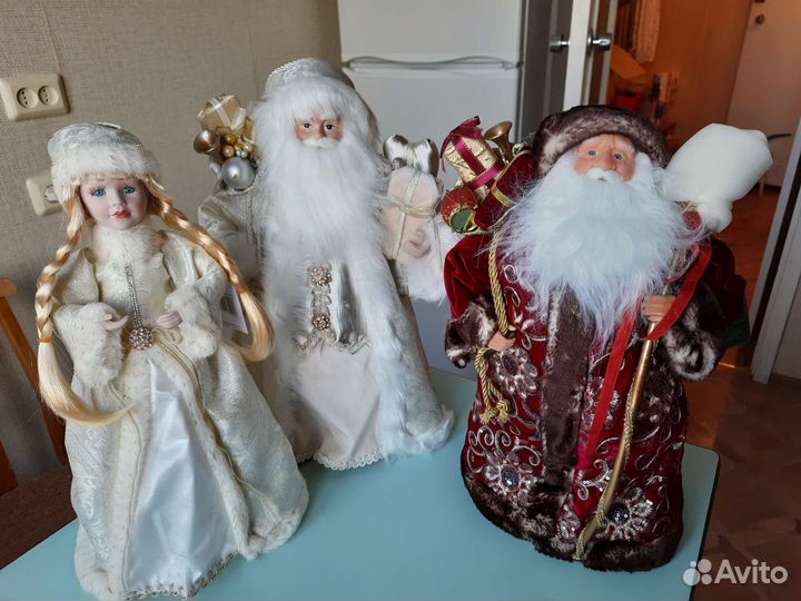 Дед Мороз и Снегурочка в бархатной шубе 45 см