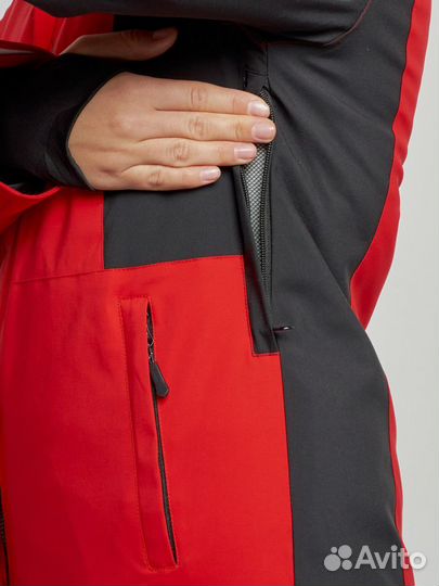 Горнолыжная куртка женская зимняя красного цвета 3