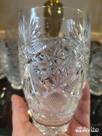 Хрустальные стаканы, графин Богемия