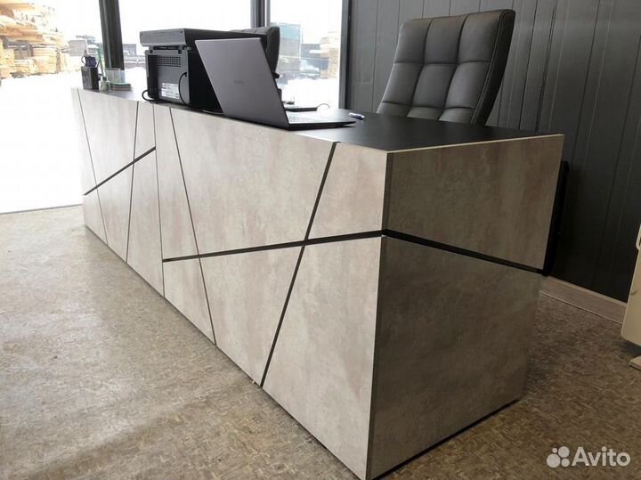 Стол руководителя Концепт Серый Мрамор