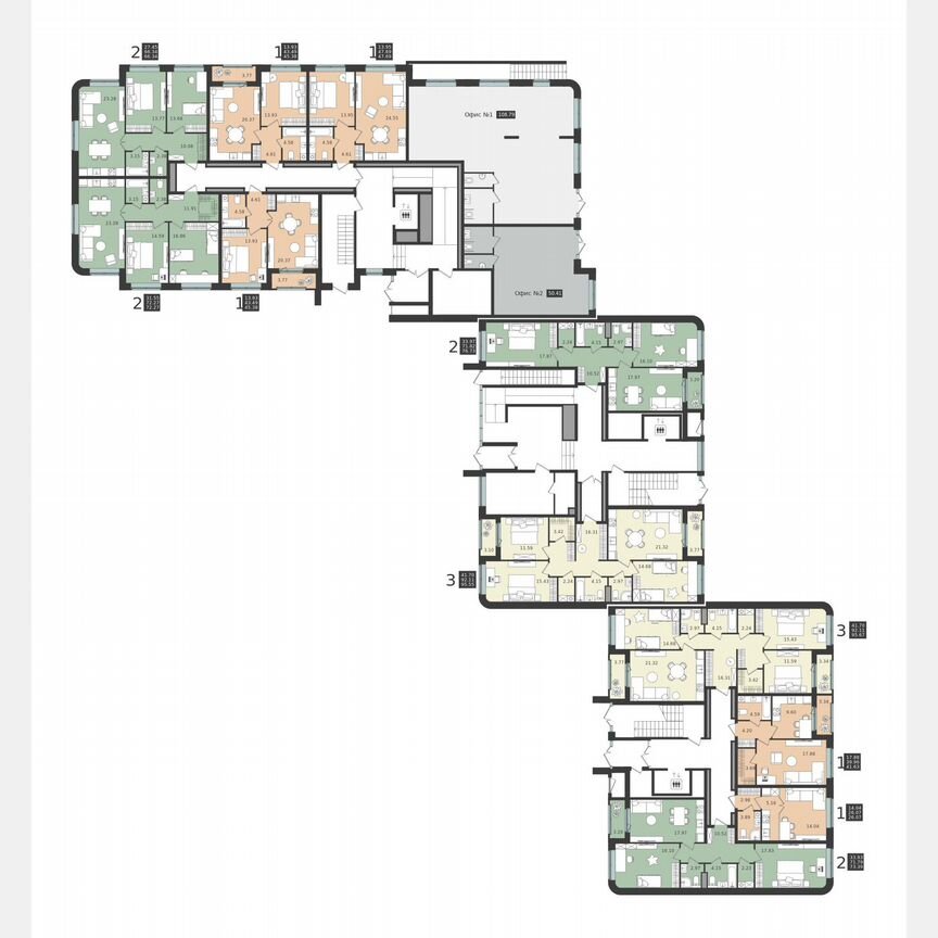 3-к. квартира, 95,6 м², 1/6 эт.