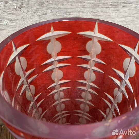 Большая Ваза Для Цветов Рубиновое Стекло СССР