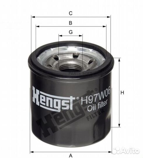 Hengst filter H97W06 H97W06 фильтр масляный H66,5