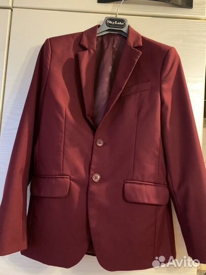 Пиджак школьный для мальчика 158 бордовый