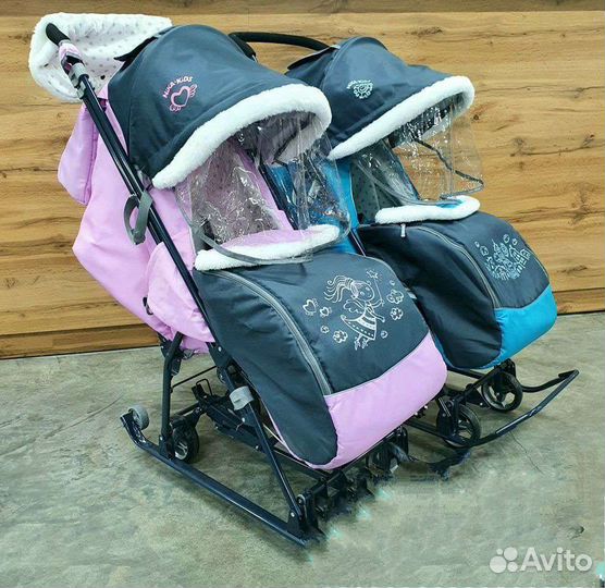 Санки коляска для двойни Ника + доставка новые