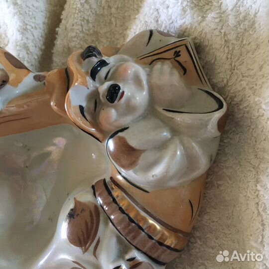 Редкая Пепельница фарфор Охотник и собака СССР