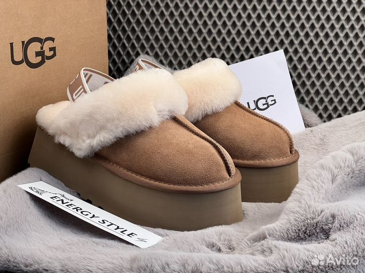 Тапочки Ugg Funkette Suede Platform Chestnut