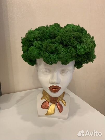 Бюст кашпо голова из гипса Африканка