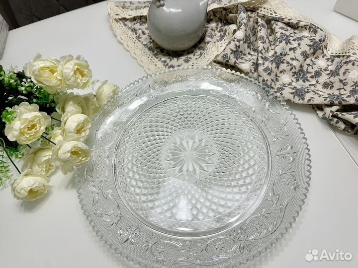 Блюдо сервировочное стекло круглое 36 см