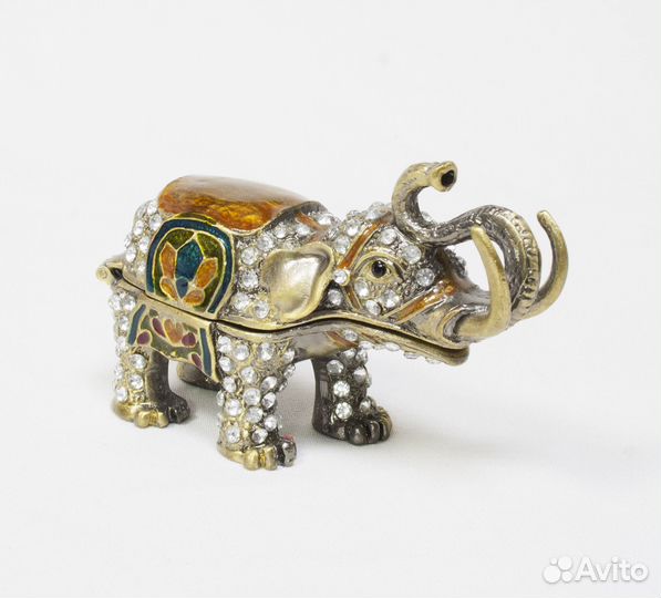 Шкатулка для украшений Слон, металл, высота 6,3 см