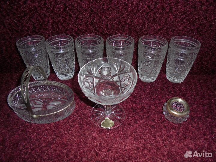 Набор чешских изделий из хрусталя