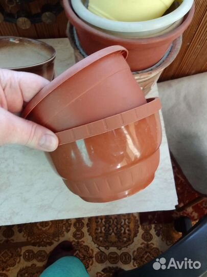 Горшки цветочные 8 шт и 3 ствола