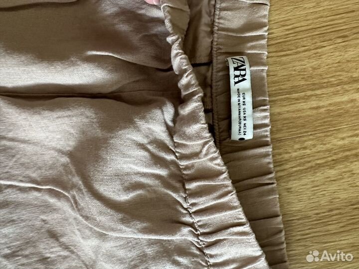 Льняные брюки zara xs