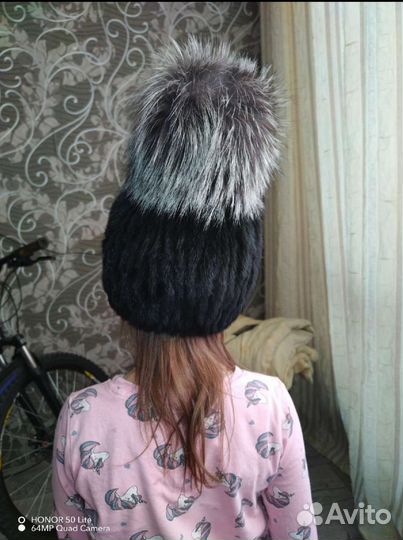 Шапка женская Норковая ponpon из Чернобурки
