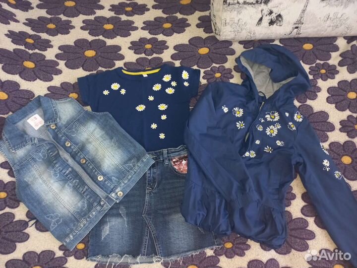 Ветровка + одежда на девочку 128