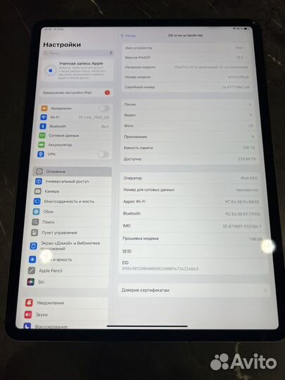 iPad Pro 12.9 256Gb 2018 3gen Cellular Space Gray