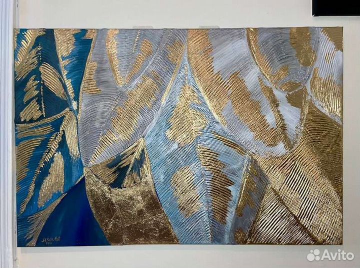 Большие картины маслом ручной работы с золотом