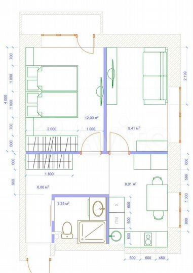 2-к. квартира, 41 м², 2/5 эт.