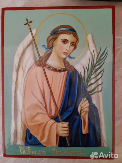 Рукописная икона Ангел Хранитель
