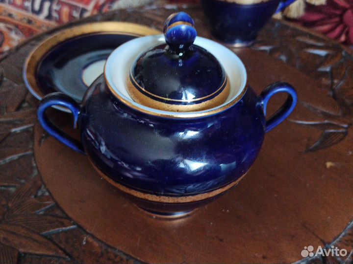 Сахарница фарфоровая лфз, кобальт. Всё на фото