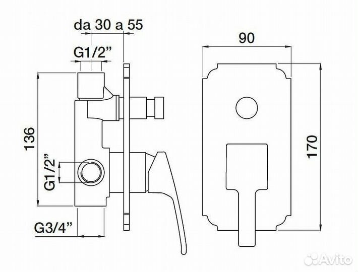 Смеситель для душа Cezares Olimp vdim-L olimp-vdim-03/24-L Золото 24 карат